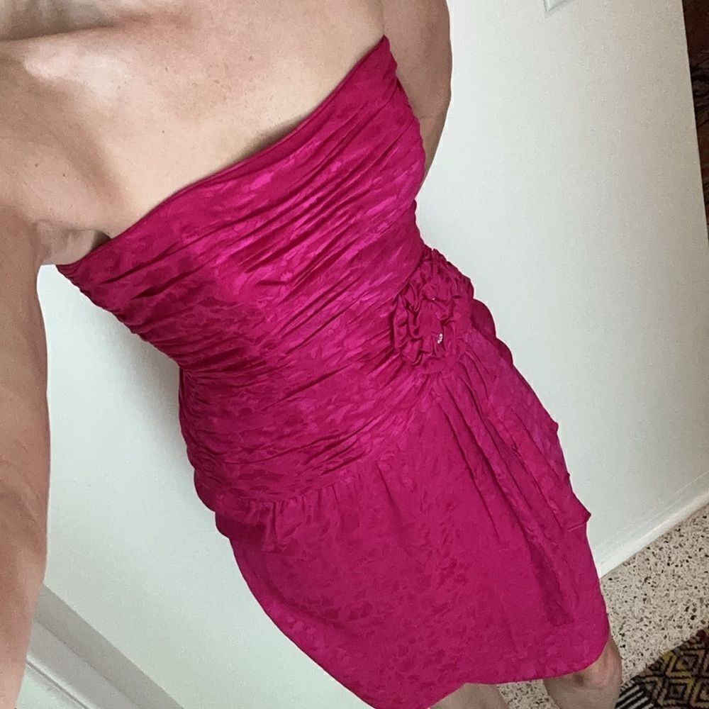 EUC vintage hot Barbie pink Lillie Rubin 100% silk cocktail dress 6 - Picture 1 of 9